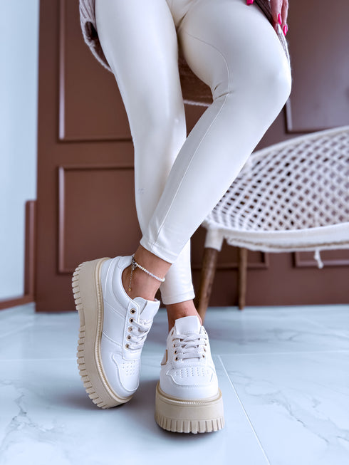 Ādas imitācijas botas "COLLABORATION" - bēšas